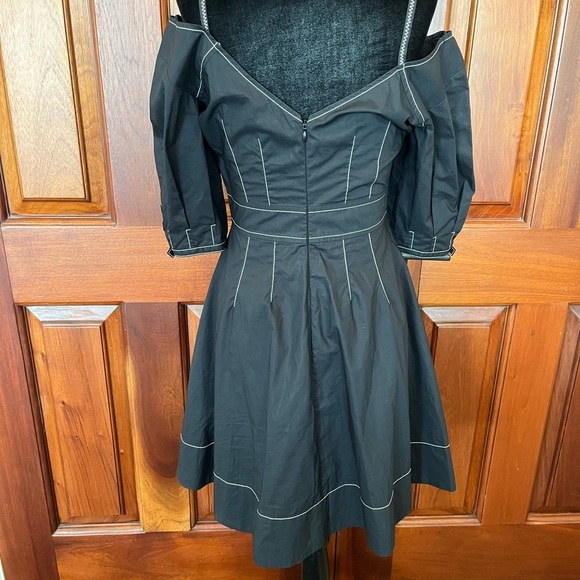 DEREK LAM 10 CROSBY COTTON POPLIN OFF SHOULDER DRESS BLACK SIZE 4 - Picture 8 of 16